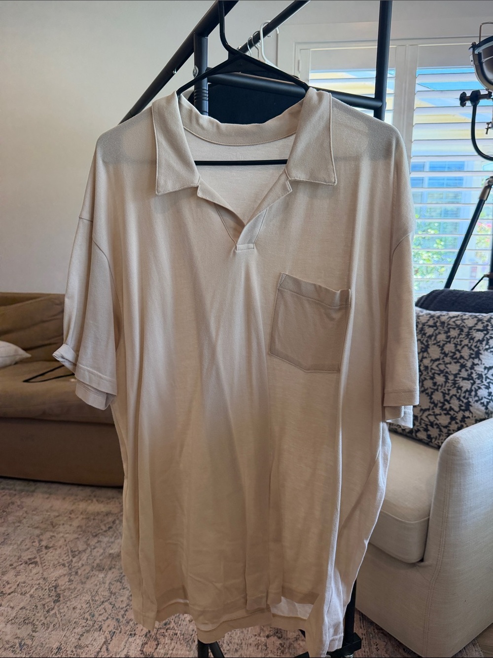 GAP Men's Beige Short-Sleeve Polo with Chest Pocket